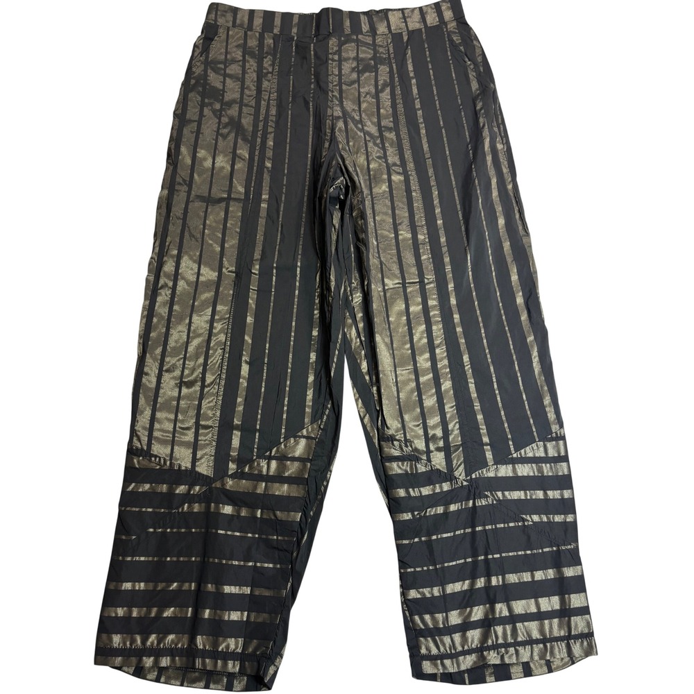 Kozan Cedar Pants Women's Bronze & Black Metallic Striped NWT Wide Leg Sz Large